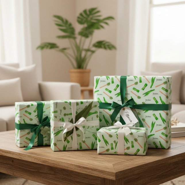 Pandan Leaf Pattern Wrapping Paper  Presentpapper (Skapare uppladdad)