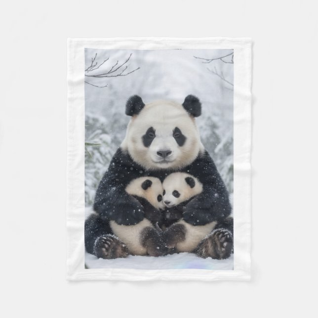 Pandang familj i snöfilt fleecefilt (Framsidan)