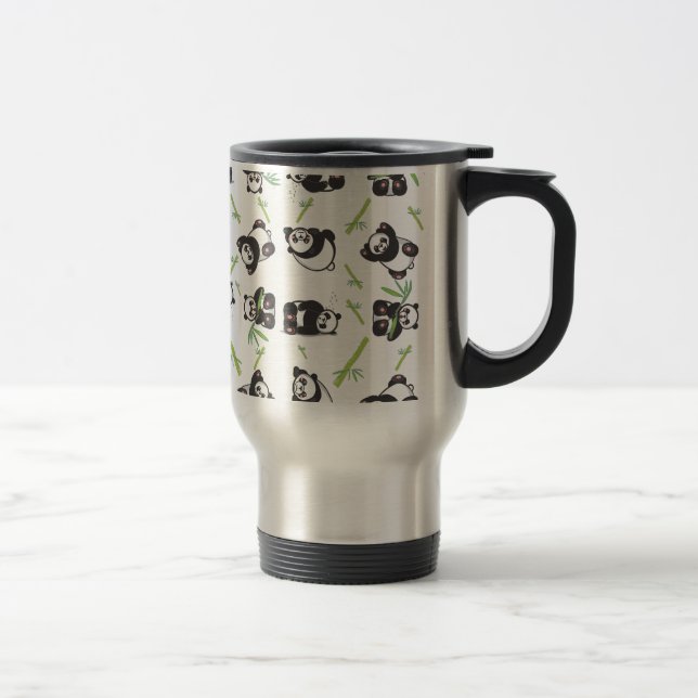 pandaplatt cute mönster blå resemugg (Höger)