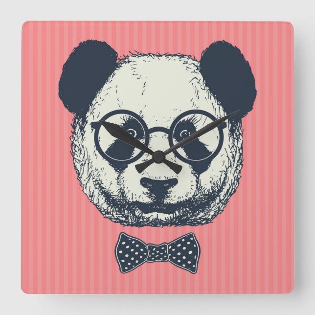 Pandarandar Fyrkantig Klocka (Framsida)
