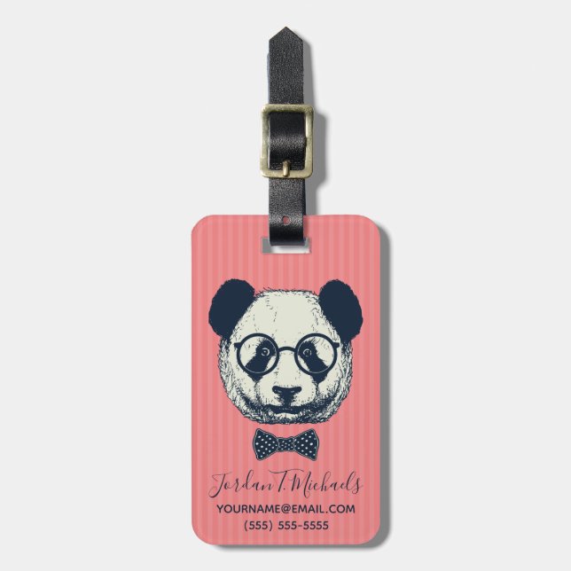 Pandarandar | tillfogar ditt namn bagagebricka (Vertikal Framsida)