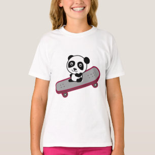 Pandaridning på skateboarden t shirt