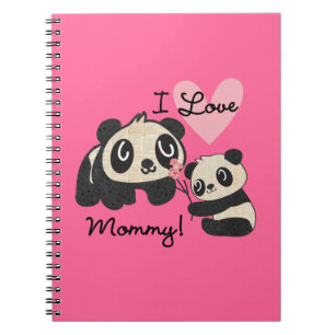 Pandas älskar jag mammor anteckningsbok med spiral
