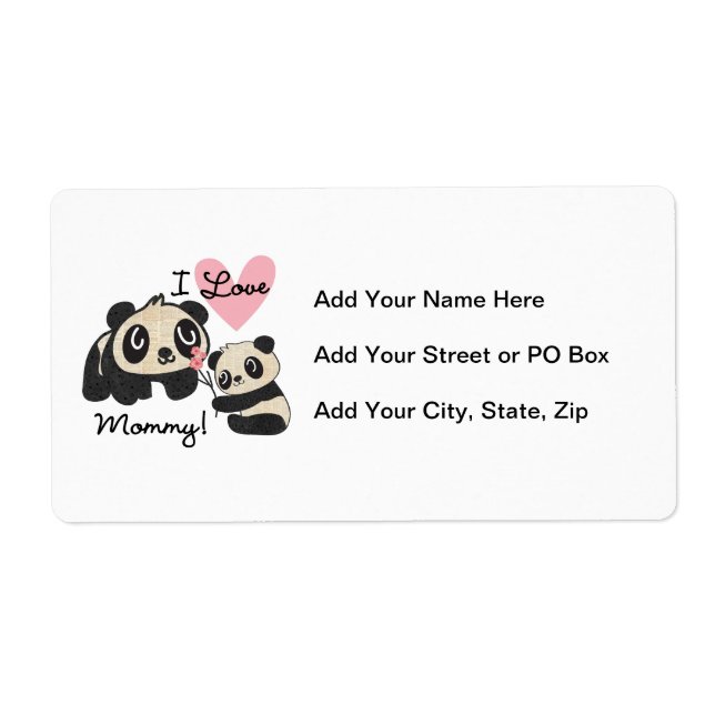 Pandas älskar jag mammor fraktsedel (Framsidan)