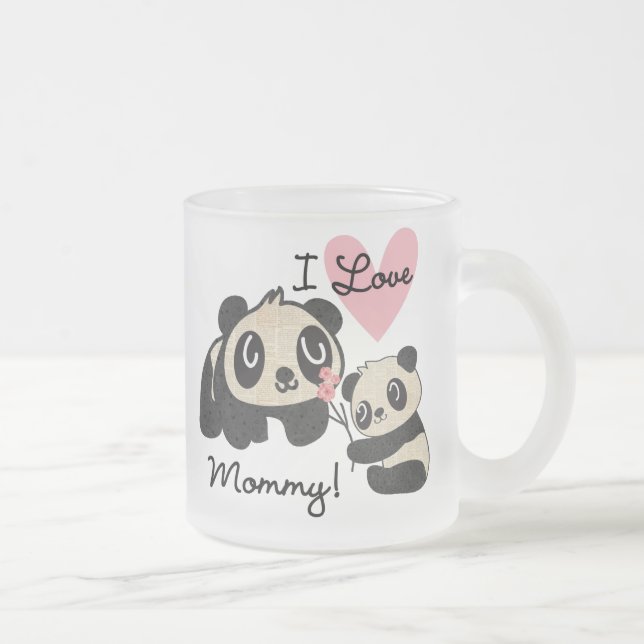 Pandas älskar jag mammor frostad glasmugg (Höger)