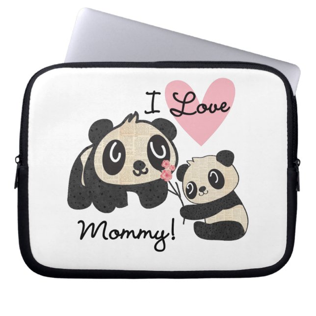 Pandas älskar jag mammor laptop sleeve (Framsidan)
