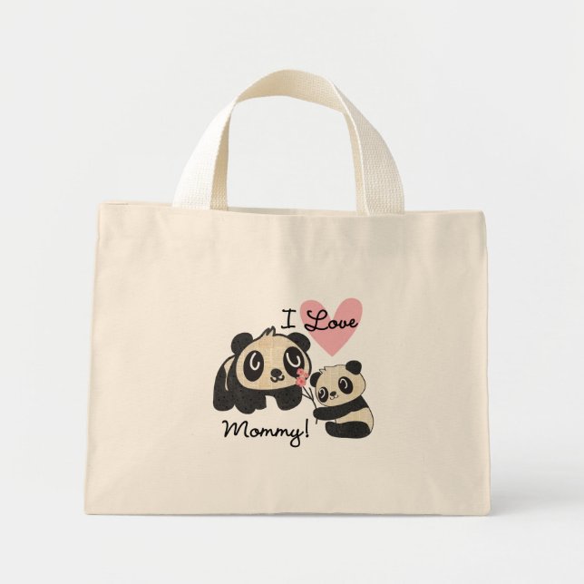 Pandas älskar jag mammor mini tygkasse (Framsidan)