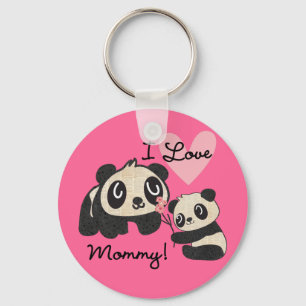 Pandas älskar jag mammor nyckelring