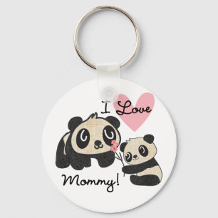 Pandas älskar jag mammor nyckelring