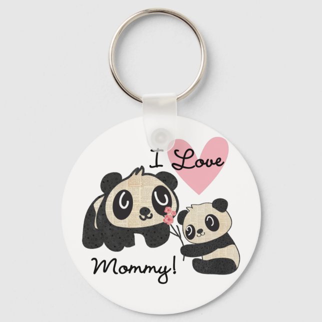 Pandas älskar jag mammor nyckelring (Framsida)