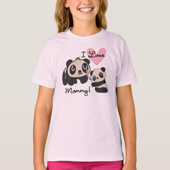 Pandas älskar jag mammor t-shirt (Framsida)