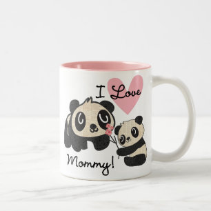 Pandas älskar jag mammor Två-Tonad mugg