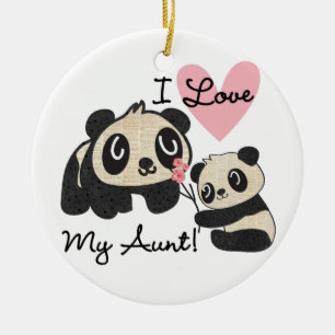 Pandas älskar jag min moster julgransprydnad keramik
