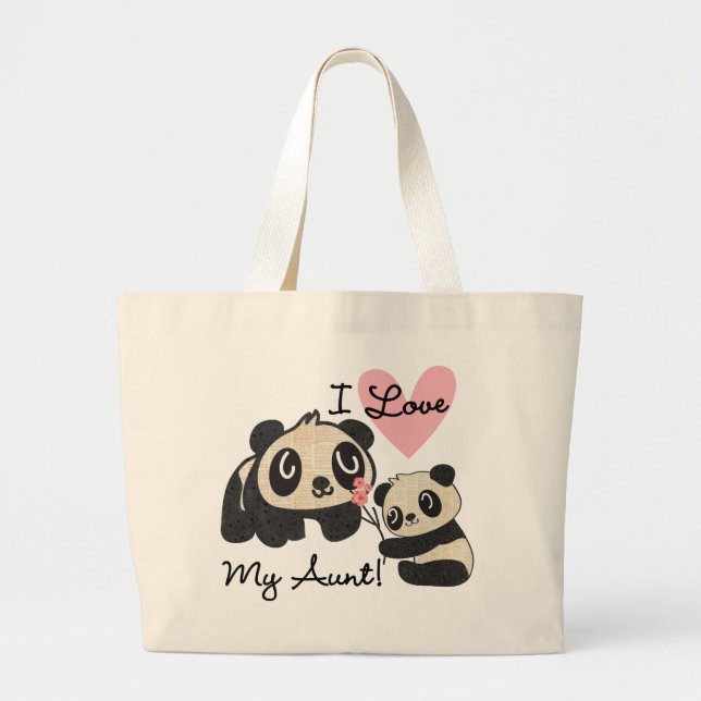 Pandas älskar jag min moster jumbo tygkasse (Framsidan)