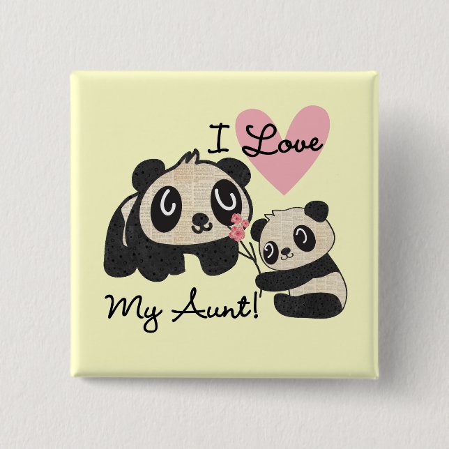 Pandas älskar jag min moster knapp (Framsida)