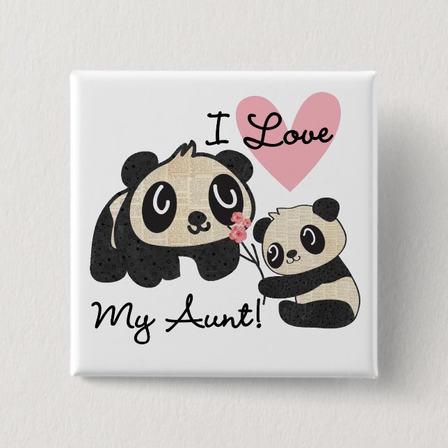 Pandas älskar jag min moster knapp (Framsida)