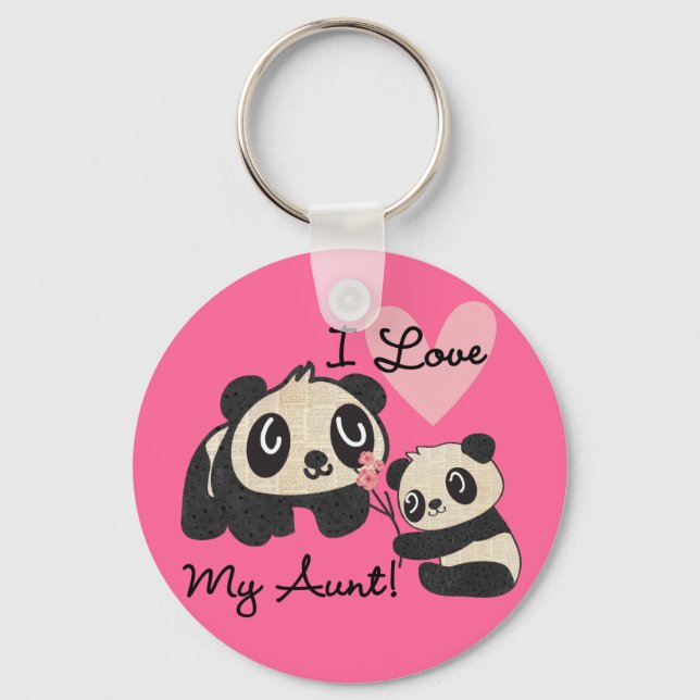 Pandas älskar jag min moster nyckelring (Framsida)