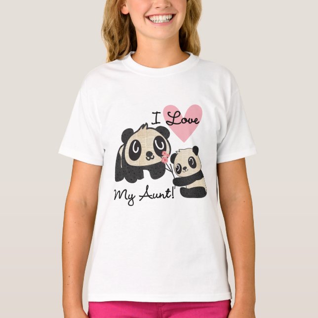Pandas älskar jag min moster t shirt (Framsida)