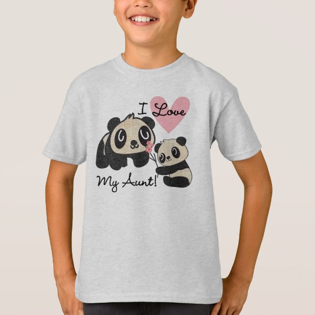 Pandas älskar jag min moster tee shirt (Framsida)