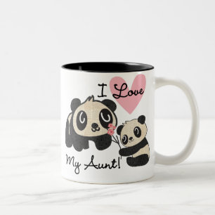 Pandas älskar jag min moster Två-Tonad mugg