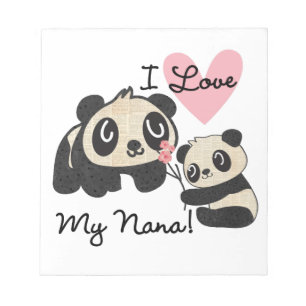 Pandas älskar jag min Nana Anteckningsblock