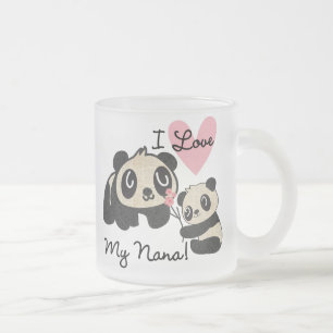 Pandas älskar jag min Nana Frostad Glasmugg
