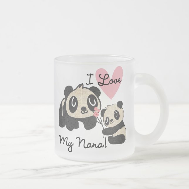 Pandas älskar jag min Nana Frostad Glasmugg (Höger)