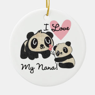 Pandas älskar jag min Nana Julgransprydnad Keramik