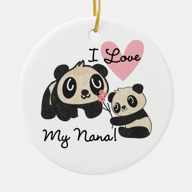 Pandas älskar jag min Nana Julgransprydnad Keramik (Framsidan)