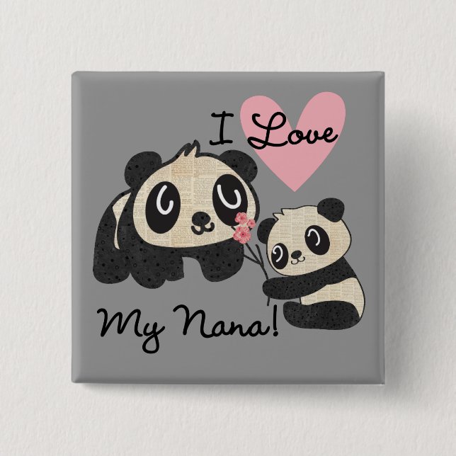 Pandas älskar jag min Nana Knapp (Framsida)