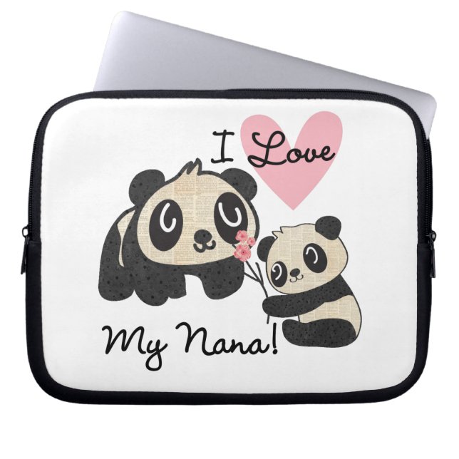 Pandas älskar jag min Nana Laptop Sleeve (Framsidan)
