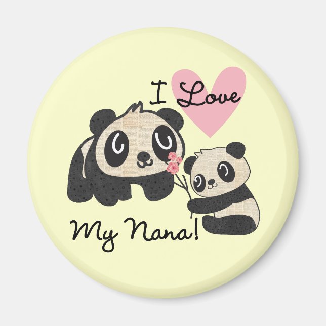 Pandas älskar jag min Nana Magnet (Framsidan)