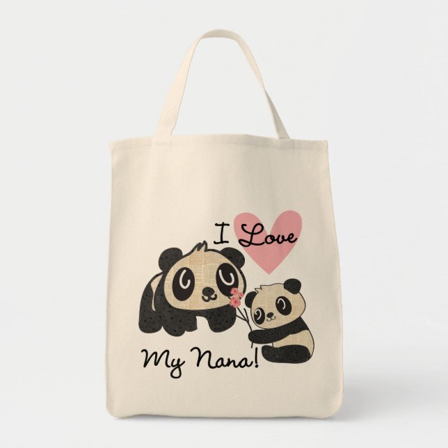 Pandas älskar jag min Nana Tygkasse (Framsidan)