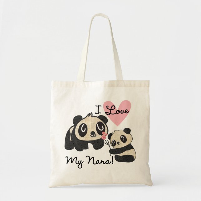Pandas älskar jag min Nana Tygkasse (Framsidan)