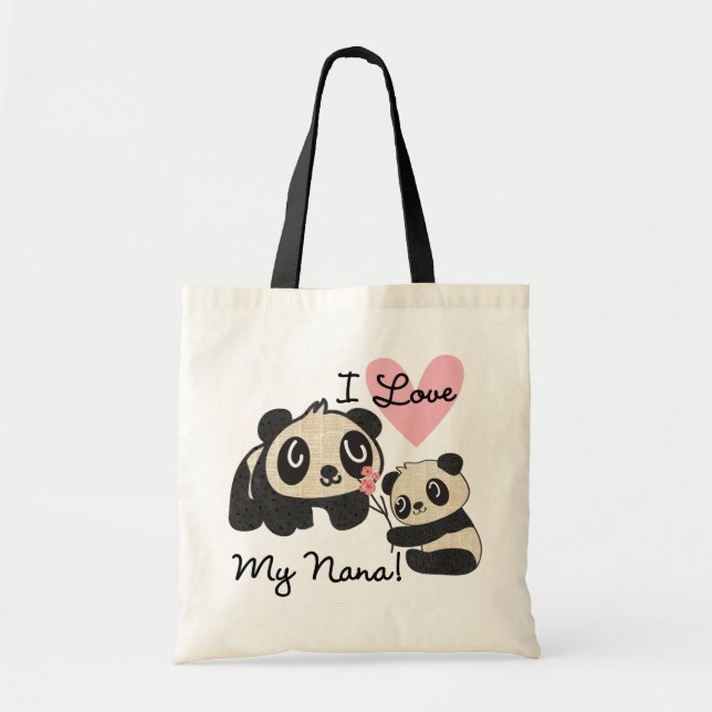 Pandas älskar jag min Nana Tygkasse (Framsidan)