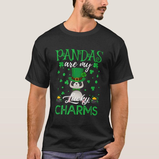 Pandas Are My Lucky Charms St Patrick'S Day T Shirt (Framsida)