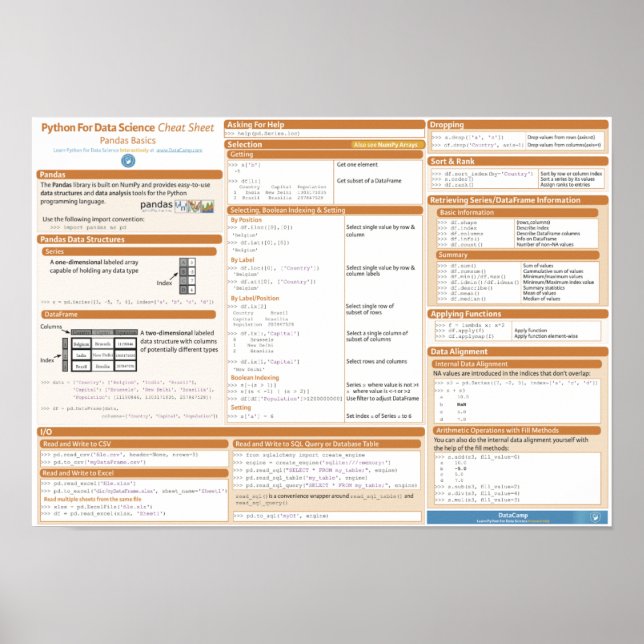 Pandas Basic Cheat Sheet Poster (Framsidan)