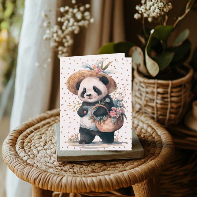 Pandas blomsteräventyr kort (Panda Floral Adventure Card)