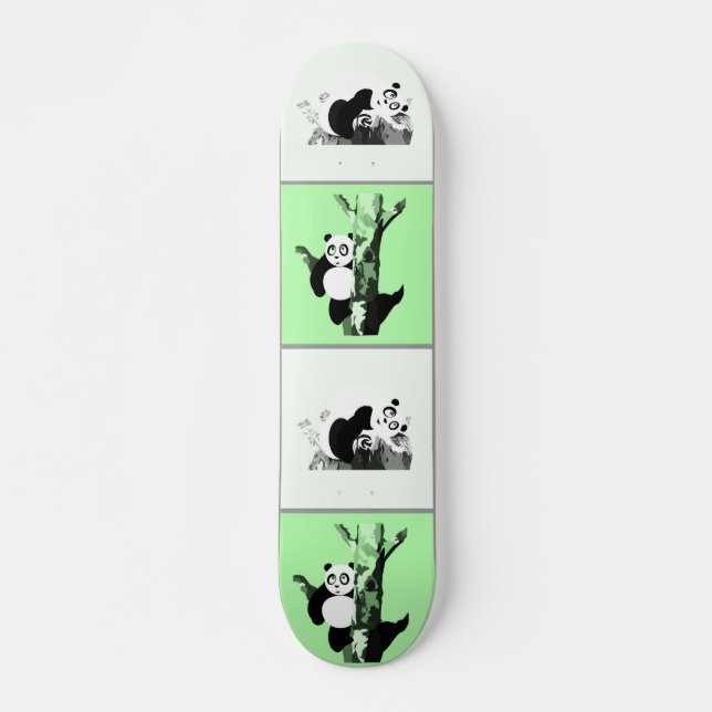 Pandas Checker - Grönt Mini Skateboard Bräda 18,5 Cm (Framsida)