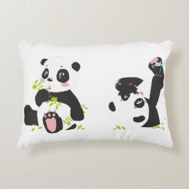 Pandas | Cute Panda Unge och Little Dragonfly Prydnadskudde