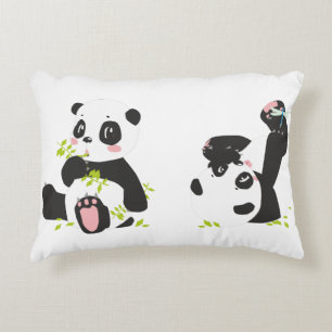 Pandas Cute Panda Unge och Little Dragonfly Prydnadskudde