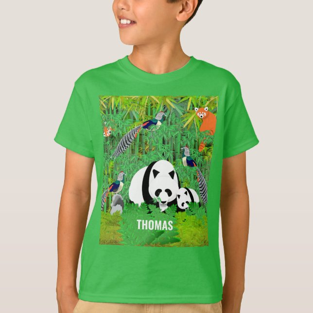 Pandas Dam Amhersts pheasants Red Pandas Bamboo T Shirt (Framsida)