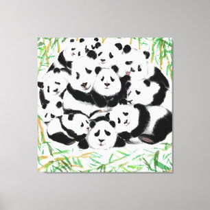 Pandas Family Kanvastryck - Målning