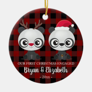 Pandas första jul var röd julgransprydnad keramik