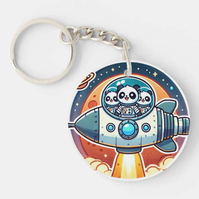 Pandas går till Mars Space Keychain (Framsidan)