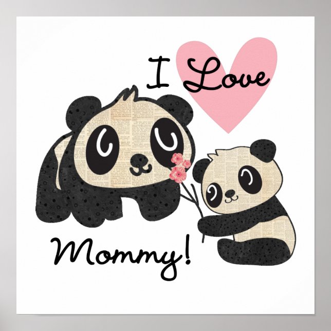 Pandas I Kärlek Mamma Poster (Framsidan)