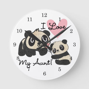 Pandas I Kärlek My Moster Rund Klocka