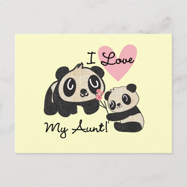Pandas I Kärlek My Moster Vykort (Framsida)