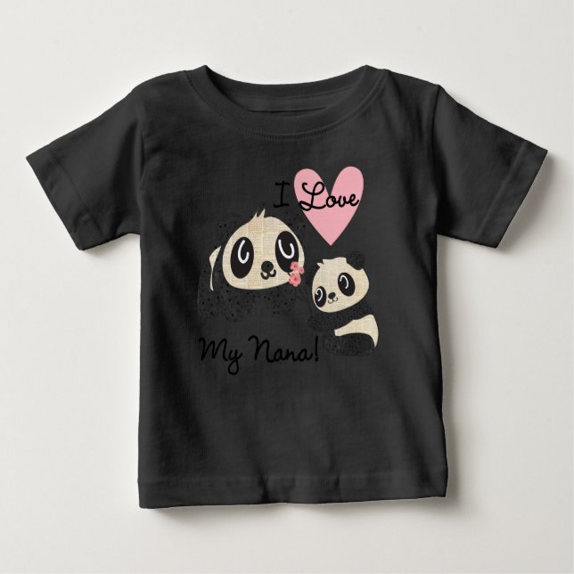 Pandas I Kärlek My Nana Baby Raglan T-shirt (Framsida)