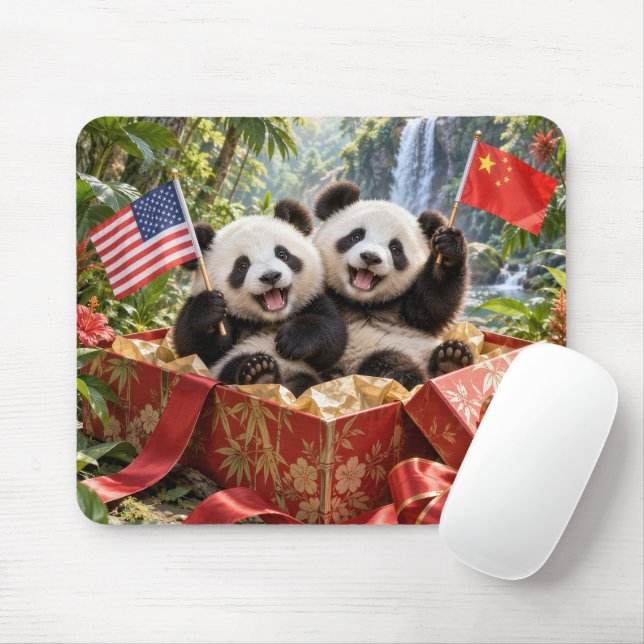 Pandas i presentlåda musmatta (Med mus)